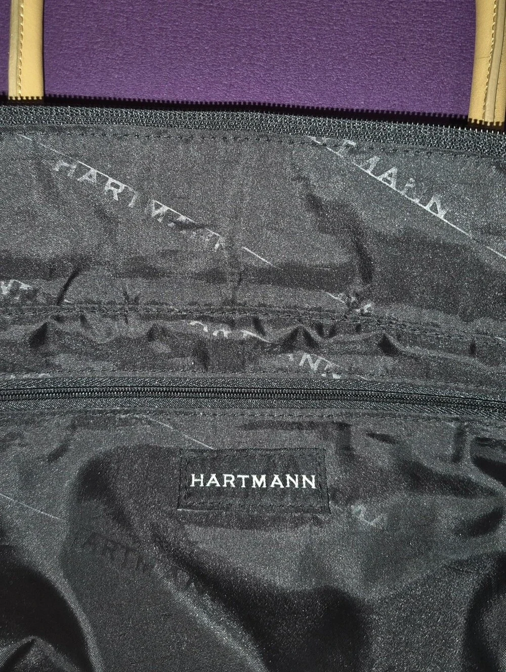 🔥Pri​stine! Hartmann Black Nylon Genuine Leather Trims Tote Shoulder Bag Travel